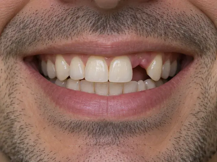 Imagen ilustrativa de una sonrisa antes del tratamiento de implantes dentales