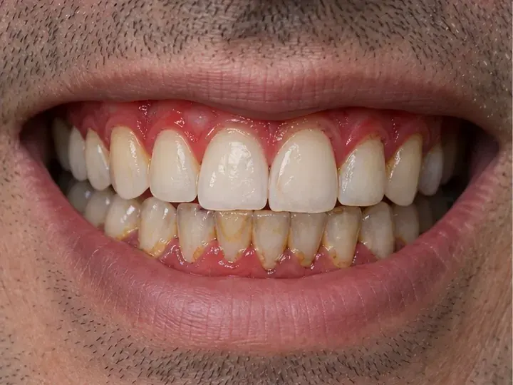 Imagen ilustrativa de una sonrisa antes del tratamiento de periodoncia